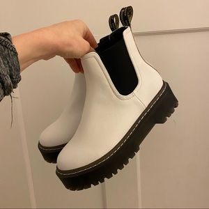 White Platform Chelsea Boots